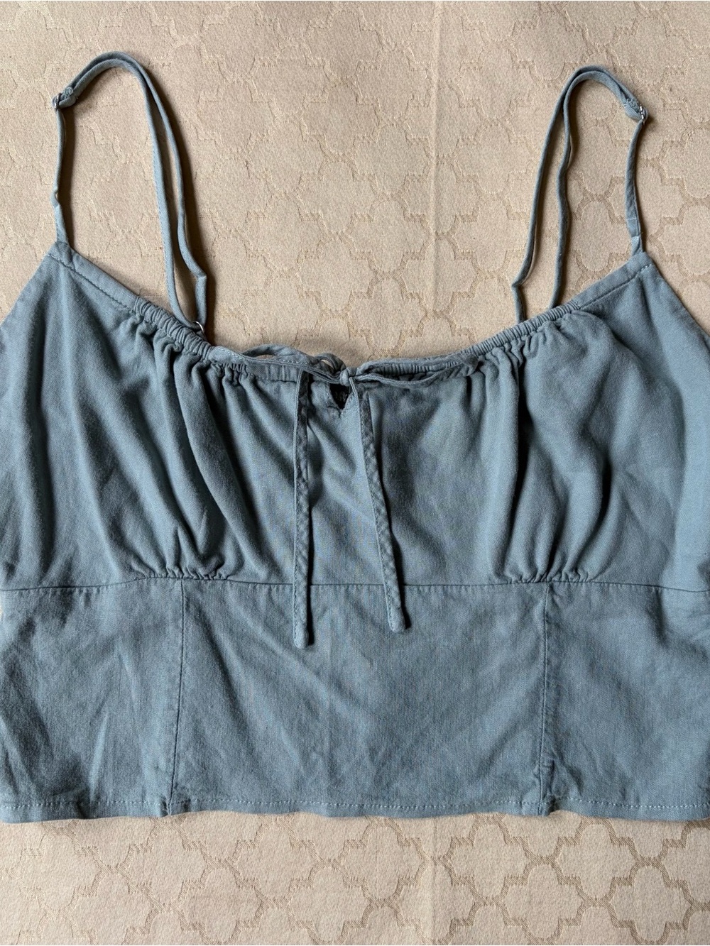 Brandy Melville Jennifer Sage Green Linen Blend Bustier Crop Top